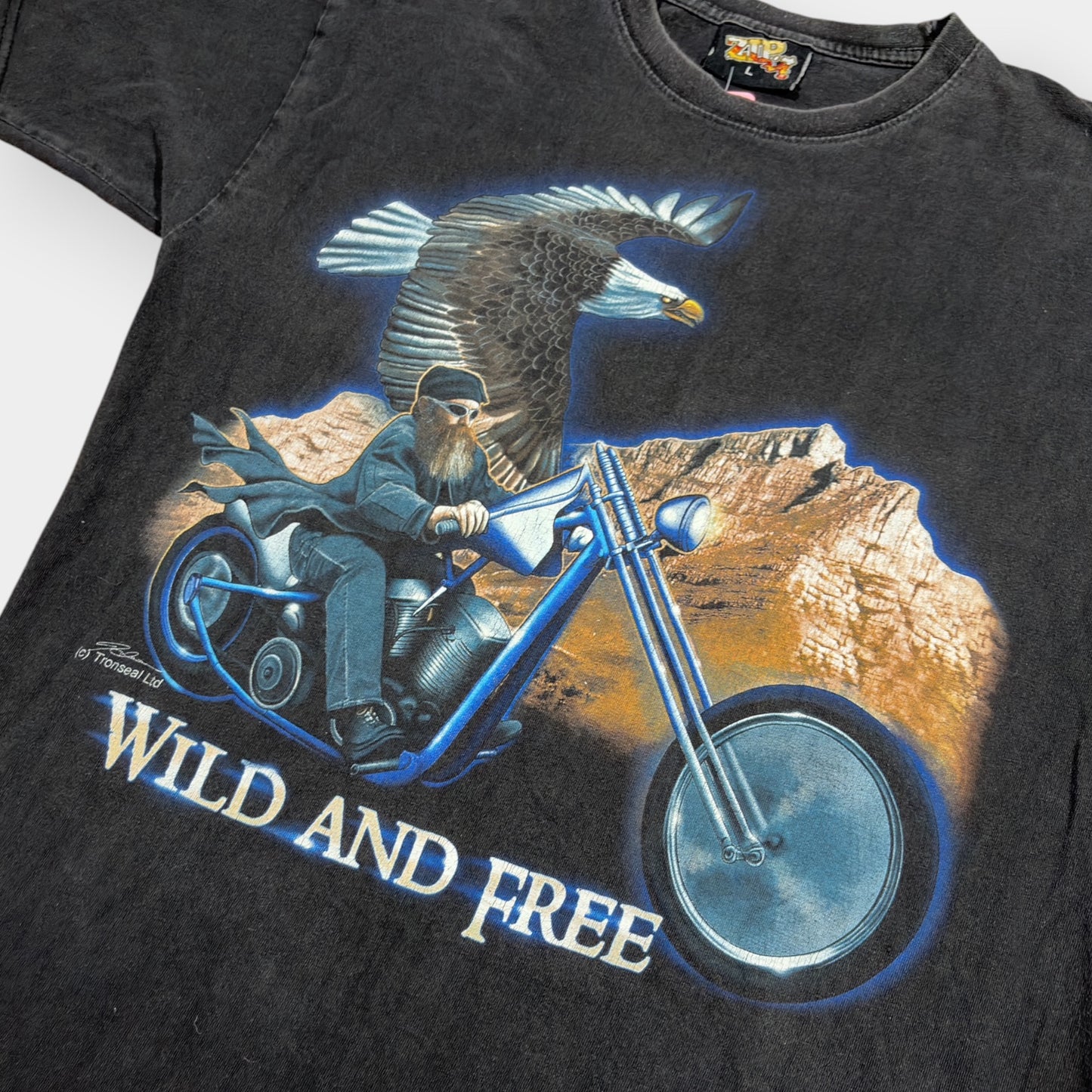 AMERICAN VINTAGE | 1990s VINTAGE WASHED OUT BIKER GRAPHIC TEE (L)