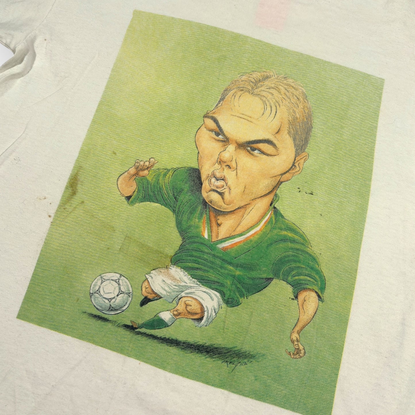 SCREEN STARS | 1990s PAUL MCGRATH HARP GUINNESS 1990s WORLD CUP SINGLE STITCH TEE (L)