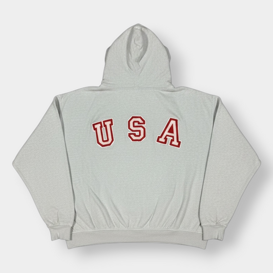RALPH LAUREN CHAPS | 1990s VINTAGE GREY ZIP UP USA FLEECE (M)