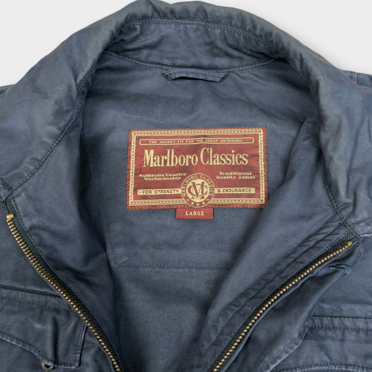 MARLBORO CLASSICS | 1990s VINTAGE NAVY UTILITY JACKET (L)