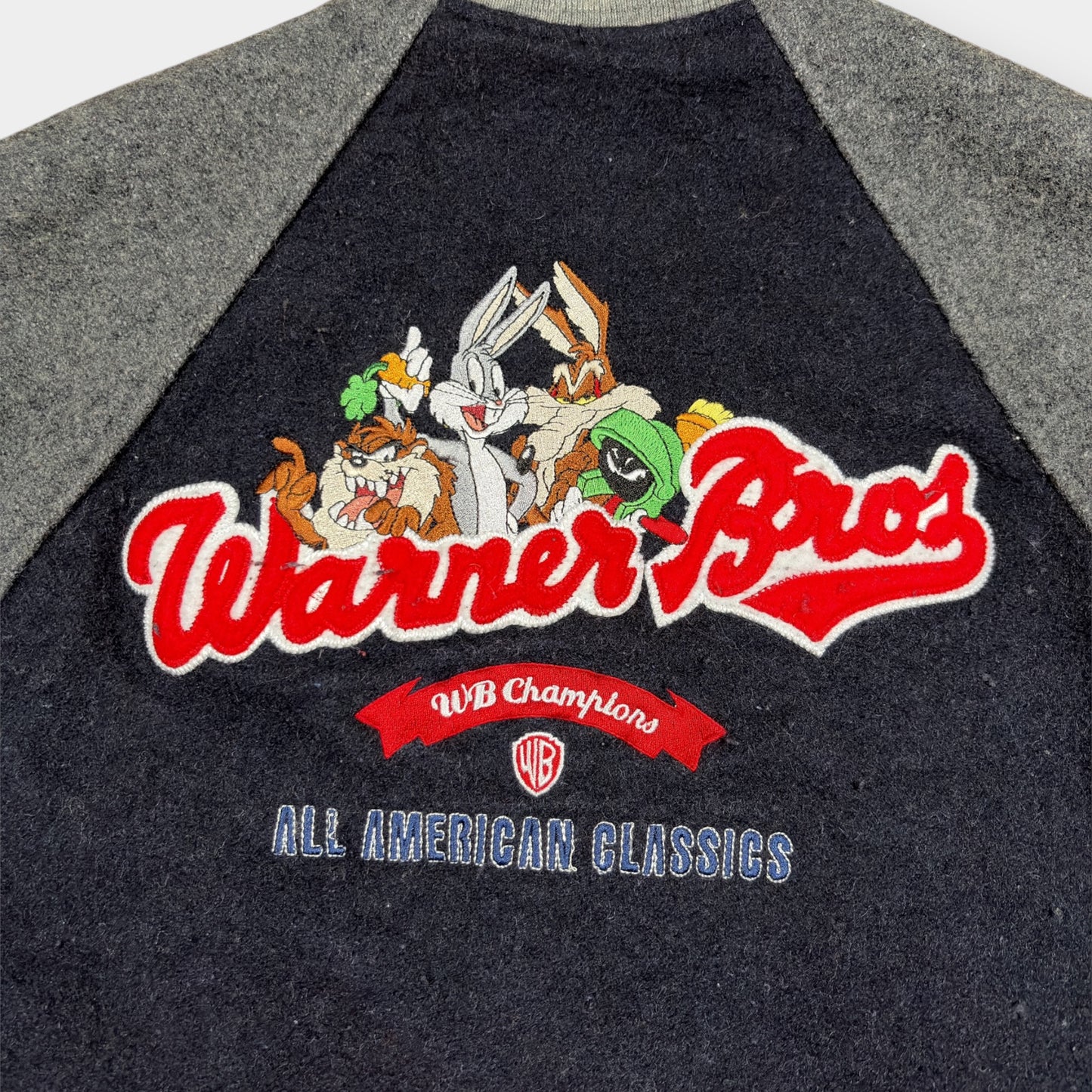 WARNER BROS | 1999 VINTAGE GREY LOONEY TUNES VARSITY JACKET (M)