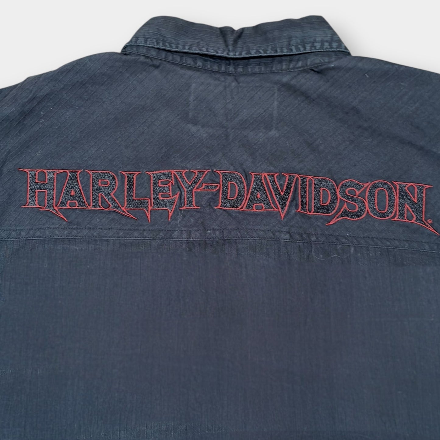 HARLEY DAVIDSON | BLACK LONG SLEEVE EMBROIDERED VINTAGE SHIRT (XL)