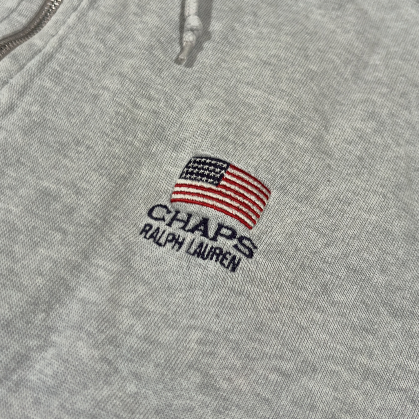 RALPH LAUREN CHAPS | 1990s VINTAGE GREY ZIP UP USA FLEECE (M)