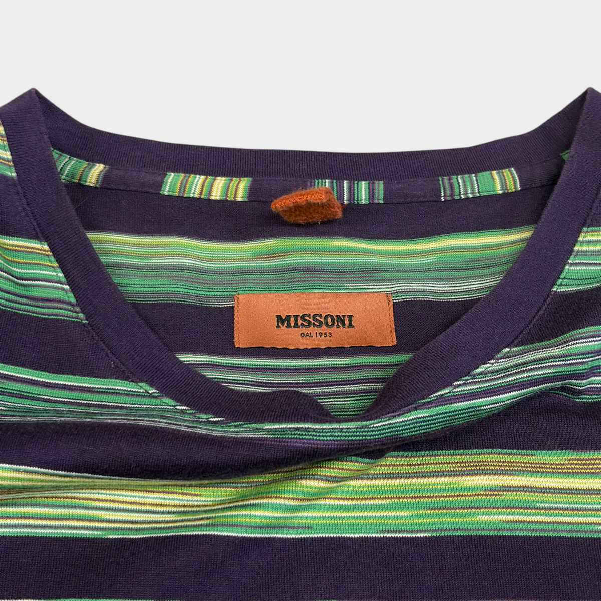 MISSONI | 00s GREEN STRIPED T-SHIRT (M)