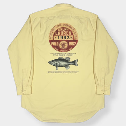 RALPH LAUREN | Rare  Vintage 1992 Sportsman License Fishing Bass Button Up Shirt (M)