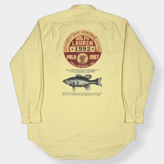 RALPH LAUREN | Rare  Vintage 1992 Sportsman License Fishing Bass Button Up Shirt (M)