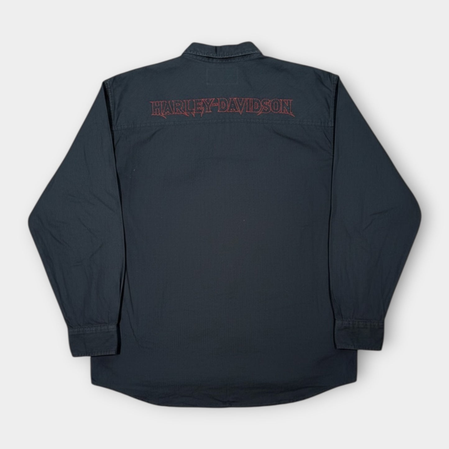 HARLEY DAVIDSON | BLACK LONG SLEEVE EMBROIDERED VINTAGE SHIRT (XL)