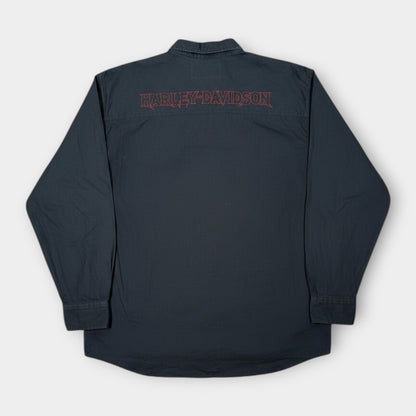 HARLEY DAVIDSON | BLACK LONG SLEEVE EMBROIDERED VINTAGE SHIRT (XL)