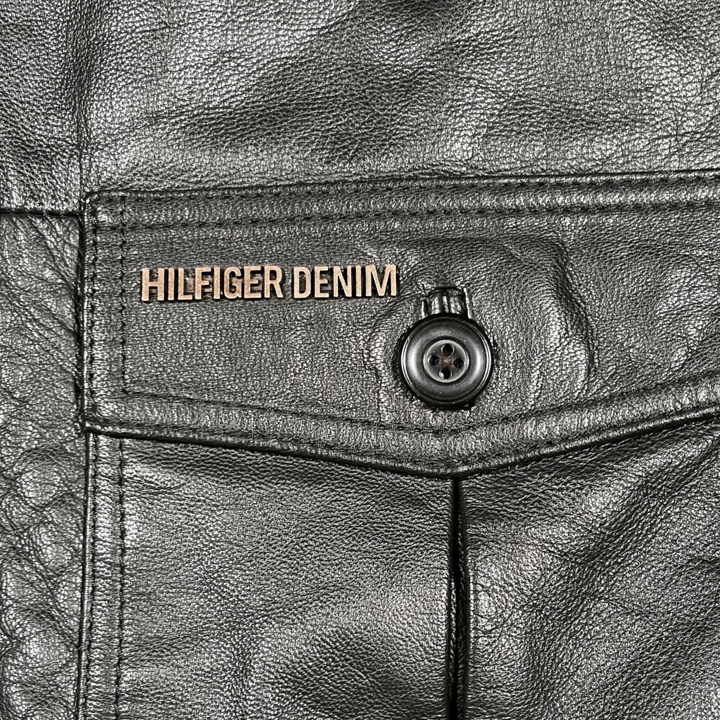HILFIGER DENIM 00s LEATHER BOMBER JACKET (S)