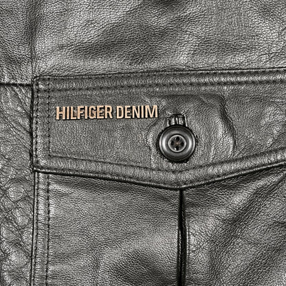 HILFIGER DENIM 00s LEATHER BOMBER JACKET (S)
