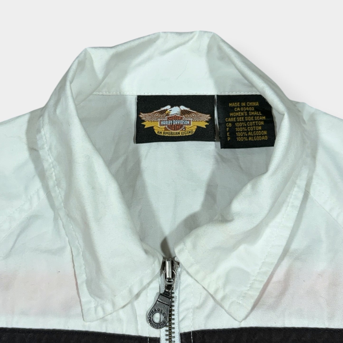 HARLEY DAVIDSON | VINTAGE SHORT SLEEVE ZIP UP SHIRT (S)
