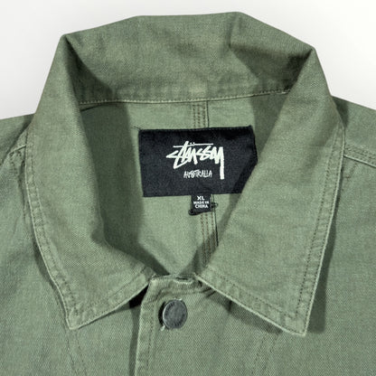 STUSSY | KHAKI CROPPED DENIM JACKET (XL)