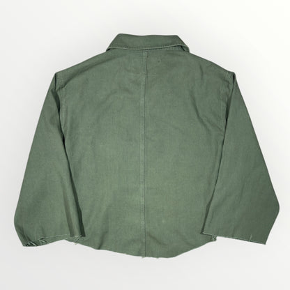 STUSSY | KHAKI CROPPED DENIM JACKET (XL)