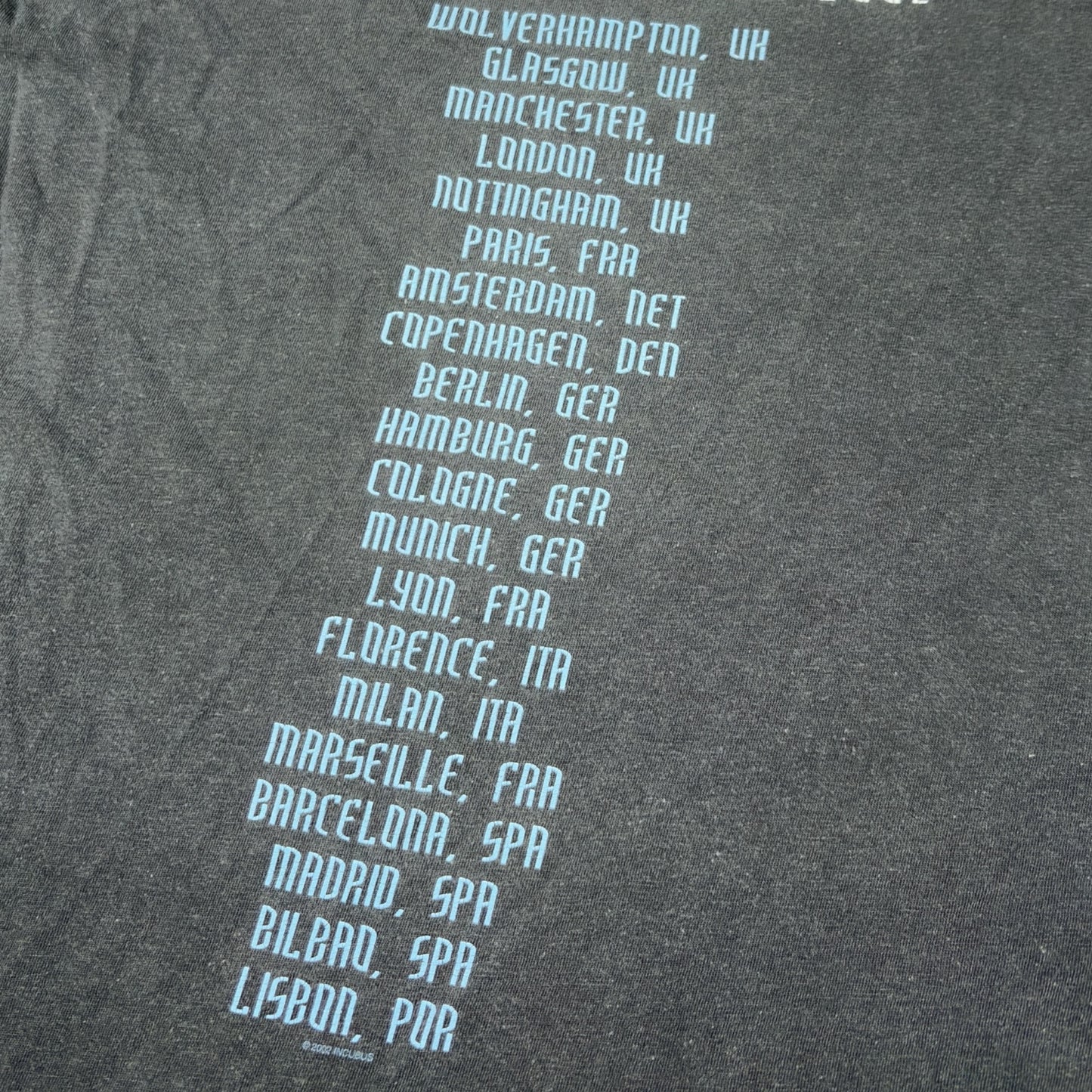 INCUBUS | BG LABEL GREY GRAPHIC 2002 BAND TOUR TEE (M)