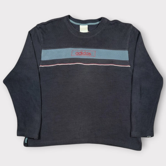 ADIDAS | 90s SPELLOUT KNITTED SWEATSHIRT (M)