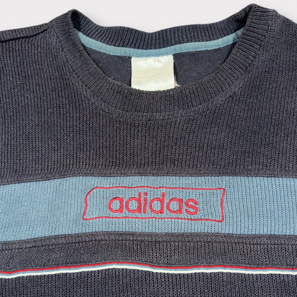 ADIDAS | 90s SPELLOUT KNITTED SWEATSHIRT (M)