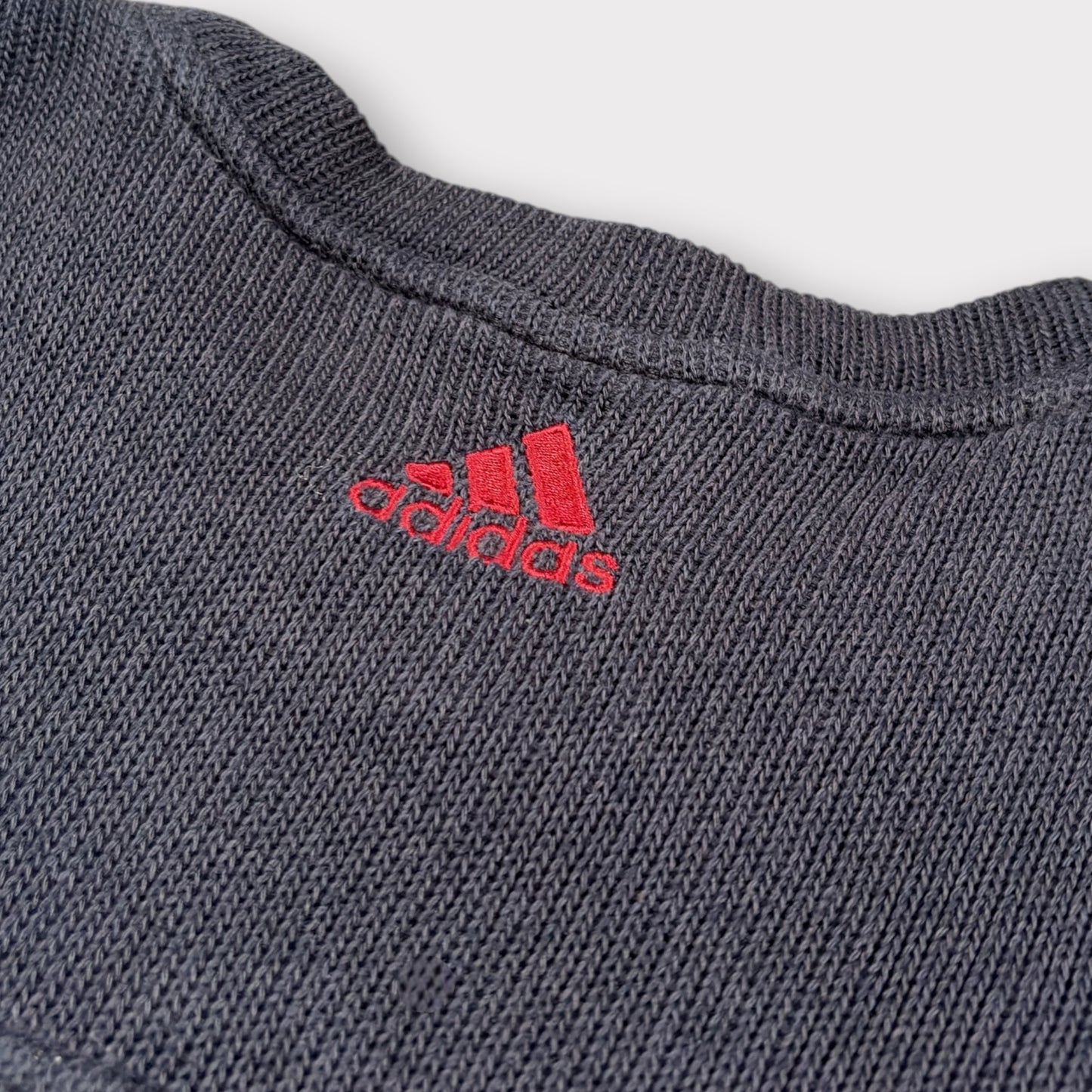 ADIDAS | 90s SPELLOUT KNITTED SWEATSHIRT (M)