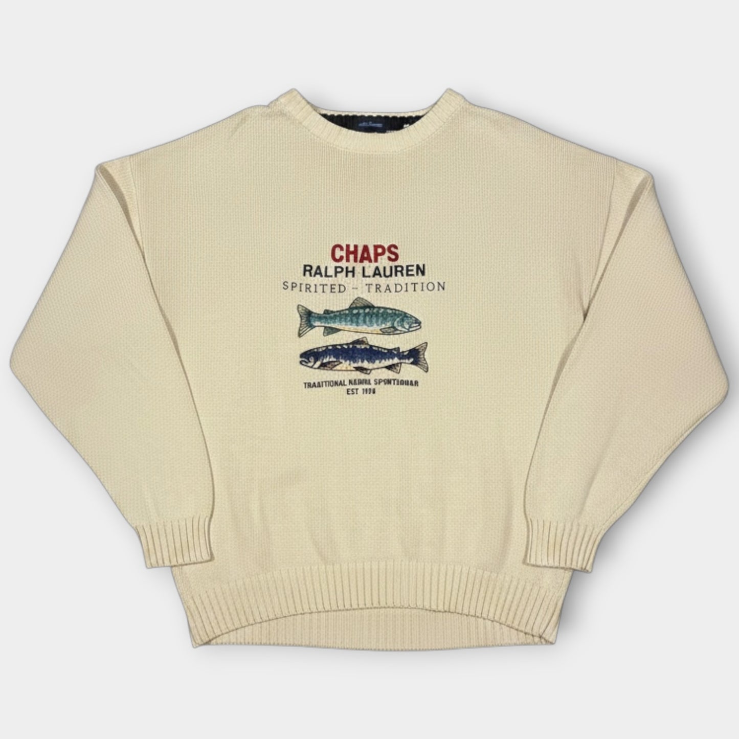 RALPH LAUREN | EMBROIDERED FISHING KNITTED SWEATSHIRT (L)