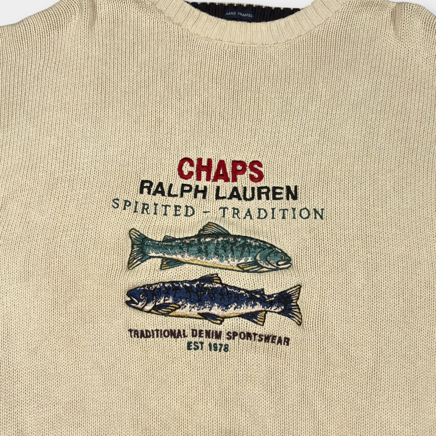 RALPH LAUREN | EMBROIDERED FISHING KNITTED SWEATSHIRT (L)