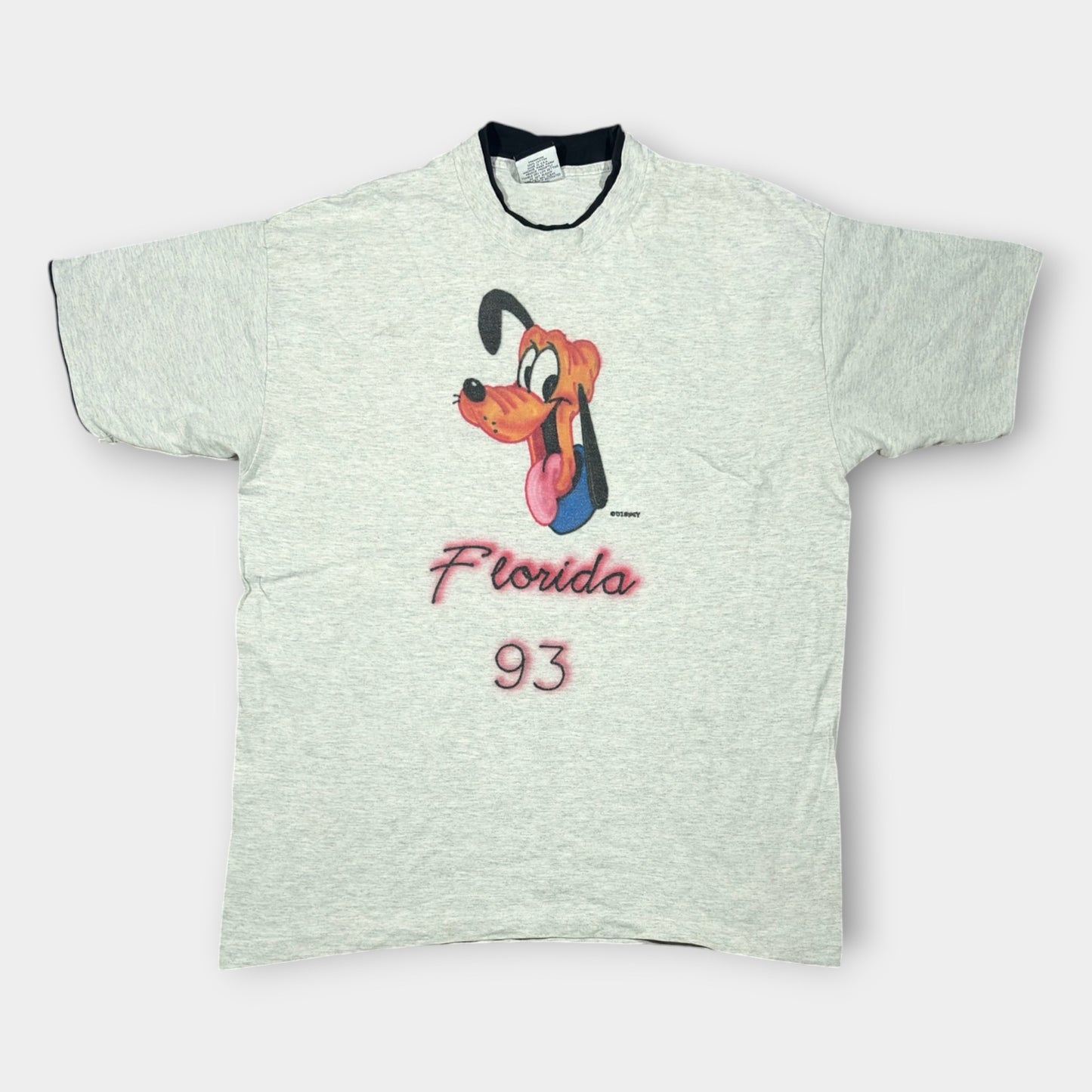DISNEY | 1993 FLORIDA DISNEY PLUTO AIRBRUSHED GREY SINGLE STITCH TEE (XL)