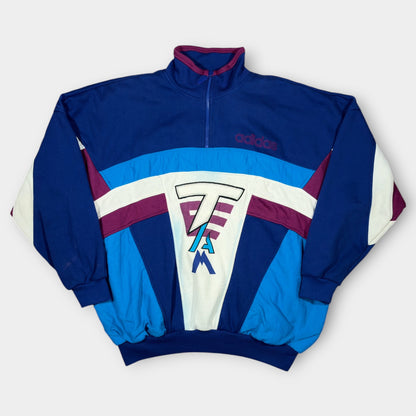 ADIDAS | 90s TEAM COLOURBLOCK BLUE 1/4 ZIP SWEATSHIRT (L)