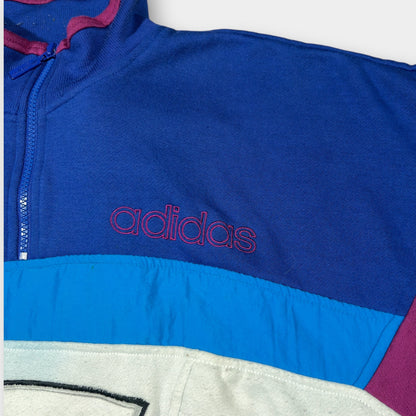 ADIDAS | 90s TEAM COLOURBLOCK BLUE 1/4 ZIP SWEATSHIRT (L)