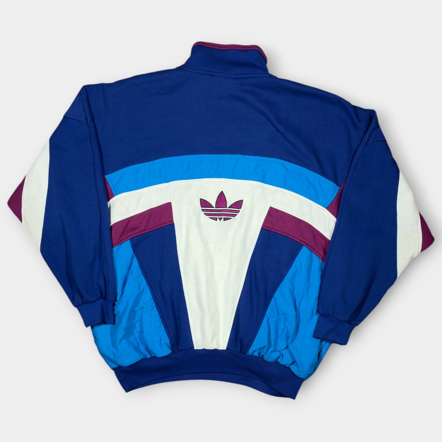 ADIDAS | 90s TEAM COLOURBLOCK BLUE 1/4 ZIP SWEATSHIRT (L)