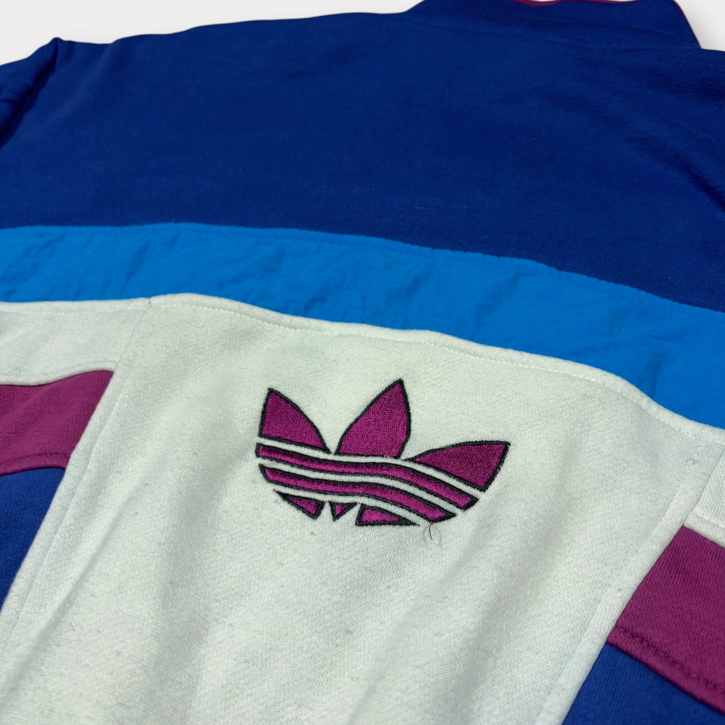 ADIDAS | 90s TEAM COLOURBLOCK BLUE 1/4 ZIP SWEATSHIRT (L)