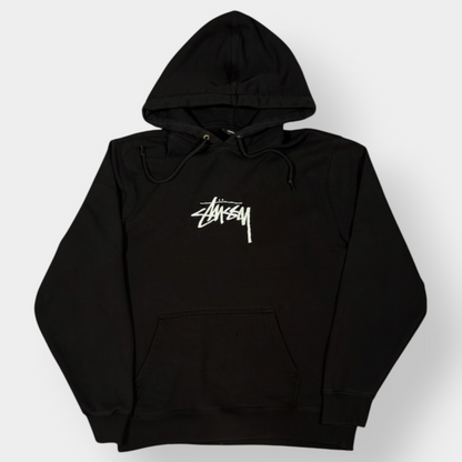 STUSSY | BLACK EMBROIDERED LOGO HOODIE (M)