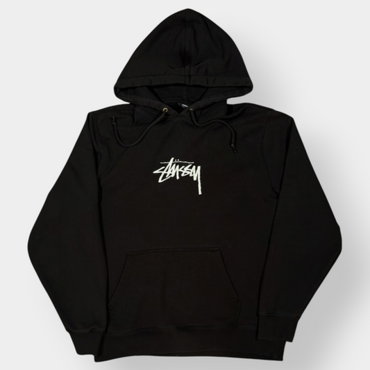 STUSSY | BLACK EMBROIDERED LOGO HOODIE (M)