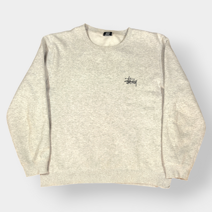STUSSY | GREY MARL LOGO GRAPHIC SWEATSHIRT (M)