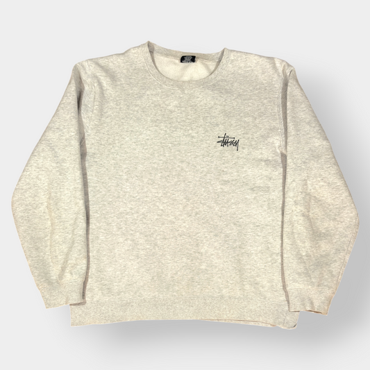 STUSSY | GREY MARL LOGO GRAPHIC SWEATSHIRT (M)