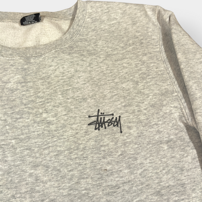 STUSSY | GREY MARL LOGO GRAPHIC SWEATSHIRT (M)