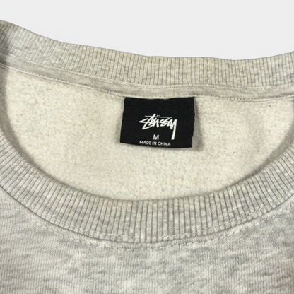 STUSSY | GREY MARL LOGO GRAPHIC SWEATSHIRT (M)