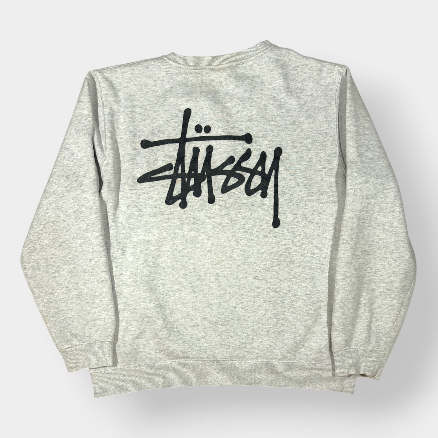 STUSSY | GREY MARL LOGO GRAPHIC SWEATSHIRT (M)