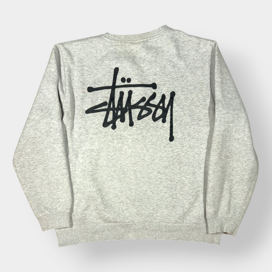 STUSSY | GREY MARL LOGO GRAPHIC SWEATSHIRT (M)