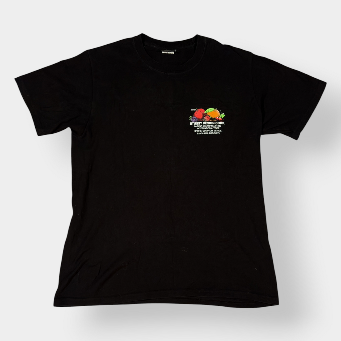 STUSSY | BLACK FRESH FRUIT GRAPHIC TEE (M)