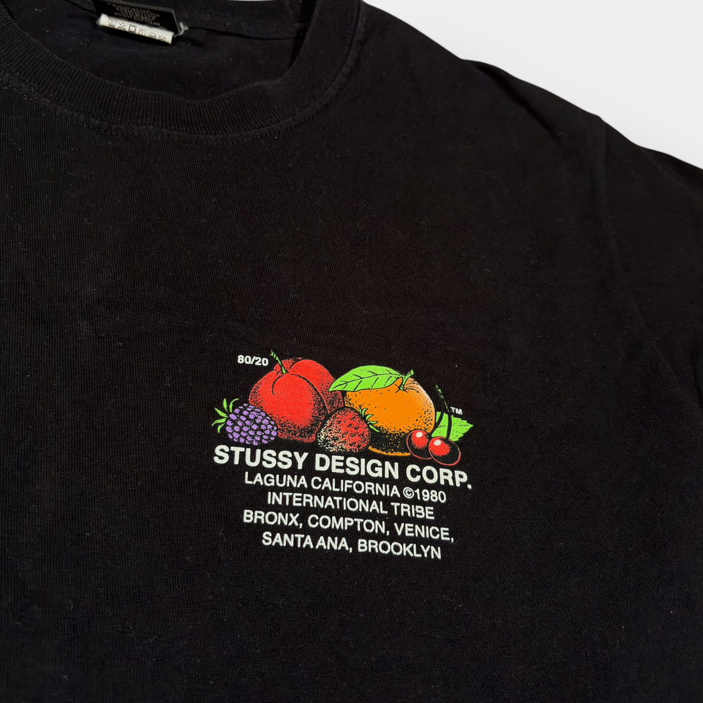STUSSY | BLACK FRESH FRUIT GRAPHIC TEE (M)