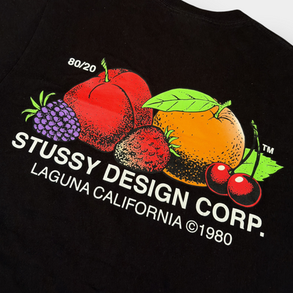 STUSSY | BLACK FRESH FRUIT GRAPHIC TEE (M)