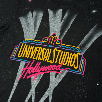 UNIVERSAL STUDIOS HOLLYWOOD x FRUIT OF THE LOOM | 1990s SINGLE STITCH GALAXY PRINT BLACK TEE (S)