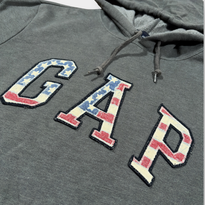 GAP | 2000s VINTAGE GREY USA SPELLOUT HOODIE (S)