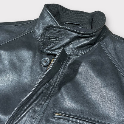 HILFIGER DENIM 00s LEATHER BOMBER JACKET (S)