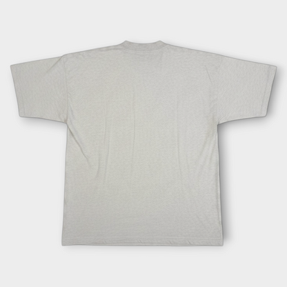 THE SWEATER SHOP | 1990s GREY SPELLOUT T-SHIRT (XL)