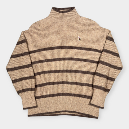 U.S. POLO ASSN. | 00s BROWN KNITTED POLO NECK JUMPER (L)