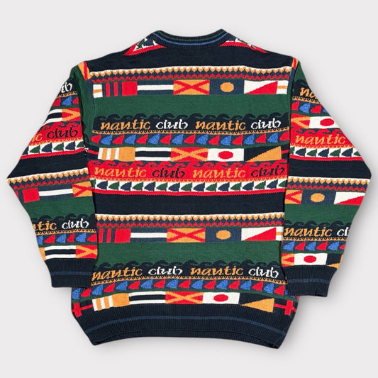 TABARONI 90s VINTAGE NAUTICAL PATTERNED SWEATER (XL)