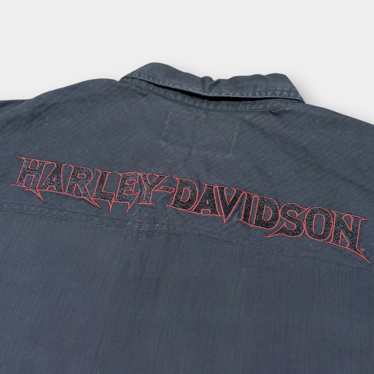 HARLEY DAVIDSON | BLACK LONG SLEEVE EMBROIDERED VINTAGE SHIRT (XL)