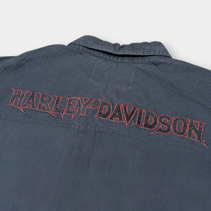 HARLEY DAVIDSON | BLACK LONG SLEEVE EMBROIDERED VINTAGE SHIRT (XL)