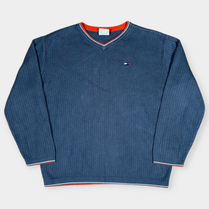 TOMMY HILFIGER | 90s BLUE RIBBED SWEATSHIRT (S)