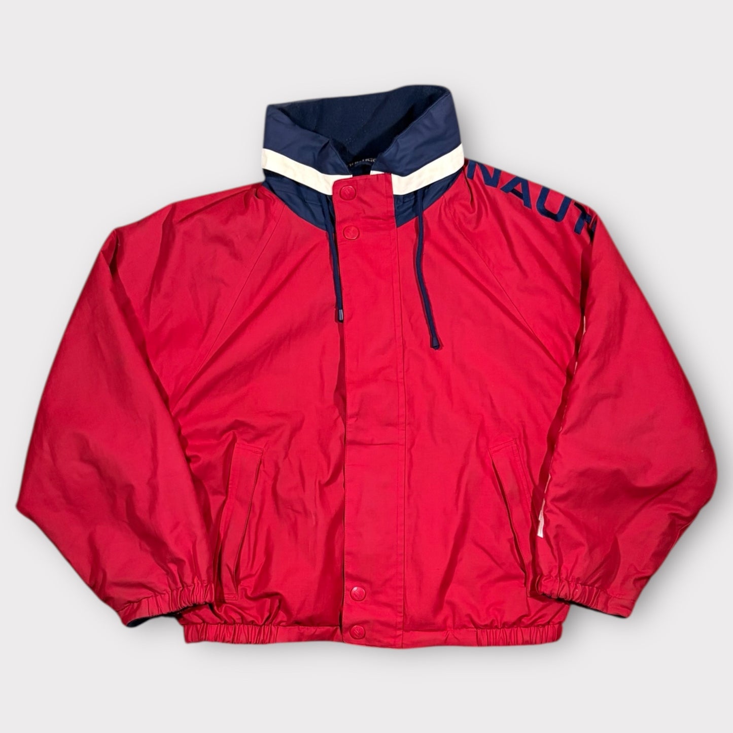 NAUTICA SPORT 1990s REVERSIBLE FLEECED JACKET (L)