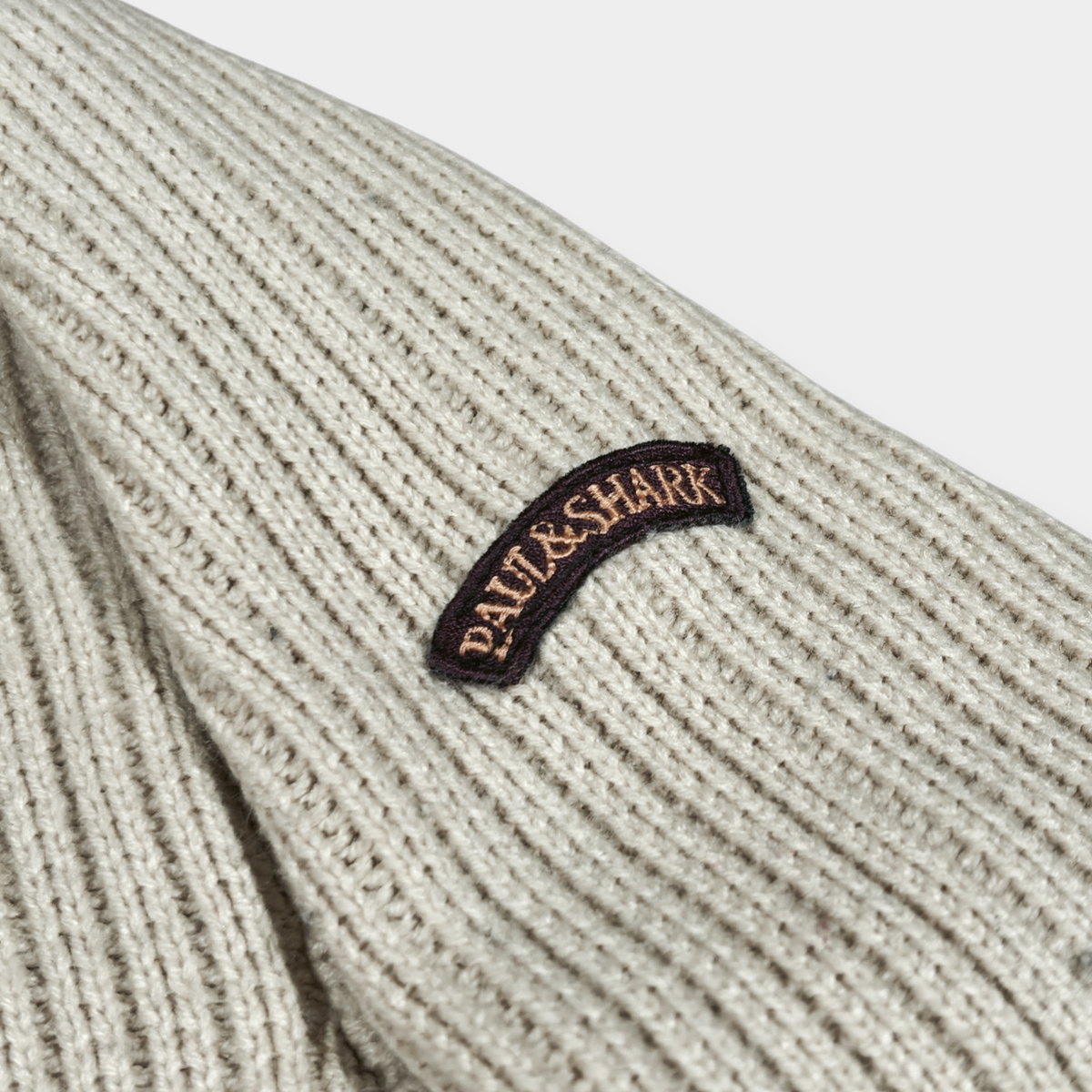 PAUL & SHARK | 90's VINTAGE CREAM KNITTED ZIP UP FLEECE (M)